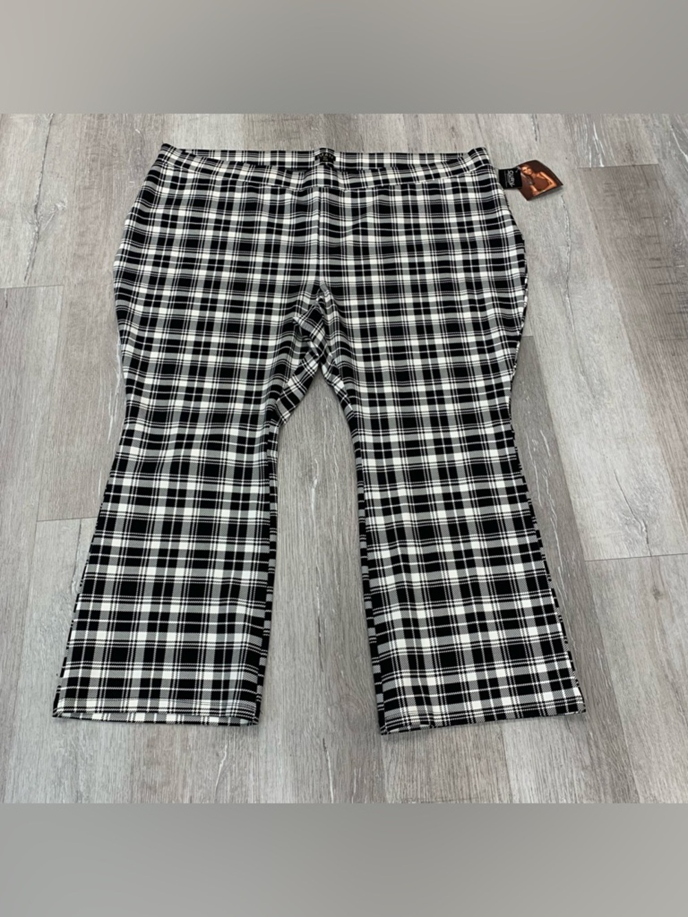 Iman Tall Black & White Plaid Boot Cut Pants New With Tags